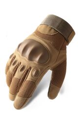 Single Sword Eklem Koruyucu Tam Parmak Motorcu Ve Bisiklet Eldiveni BEJ - L