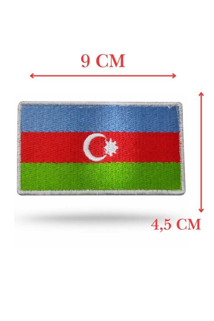 Single Sword BAYRAK Nakış Patch - Peç 10 Cm X 4,5 Cm AZERBAYCAN
