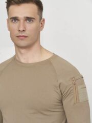 Single Sword SS Yakasıız Uzun Kol Tişört  LACOS Kumaş BEJ - XL