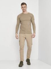 Single Sword SS Yakasıız Uzun Kol Tişört  LACOS Kumaş 2XL - K.BEJ