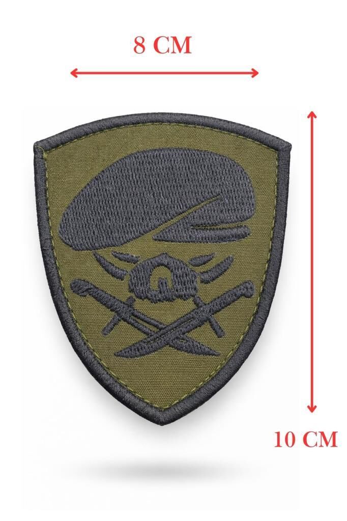 Single Sword Nakış Patch - Büyük Boy Bere-Bıçak Peç SİYAH-HAKİ
