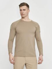 Single Sword SS Yakasıız Uzun Kol Tişört  LACOS Kumaş BEJ - 3XL