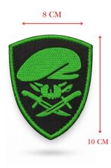 Single Sword Nakış Patch - Büyük Boy Bere-Bıçak Peç YEŞİL-HAKİ
