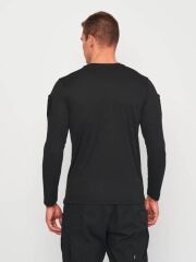 Single Sword SS Yakasıız Uzun Kol Tişört  LACOS Kumaş SİYAH - 2XL
