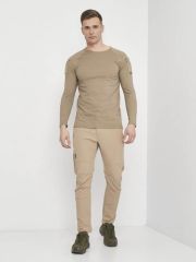 Single Sword SS Yakasıız Uzun Kol Tişört  LACOS Kumaş BEJ - L